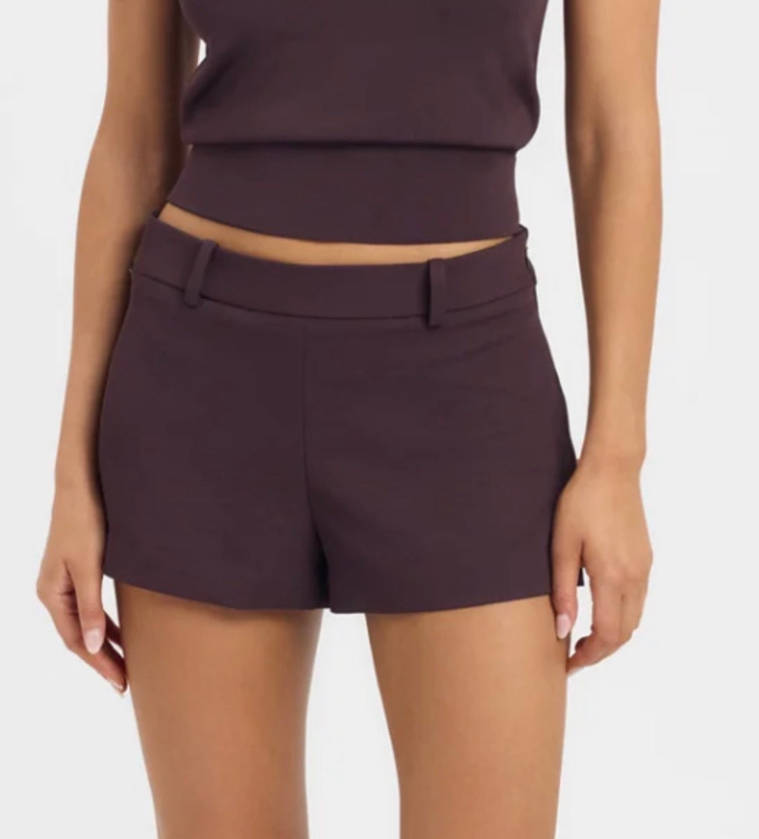 Kookai oyster mesh top and low rise short set