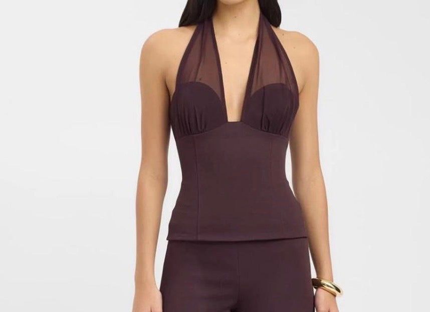 Kookai oyster mesh top and low rise short set