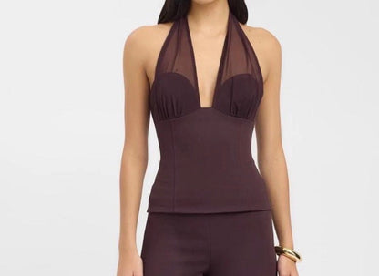 Kookai oyster mesh top and low rise short set