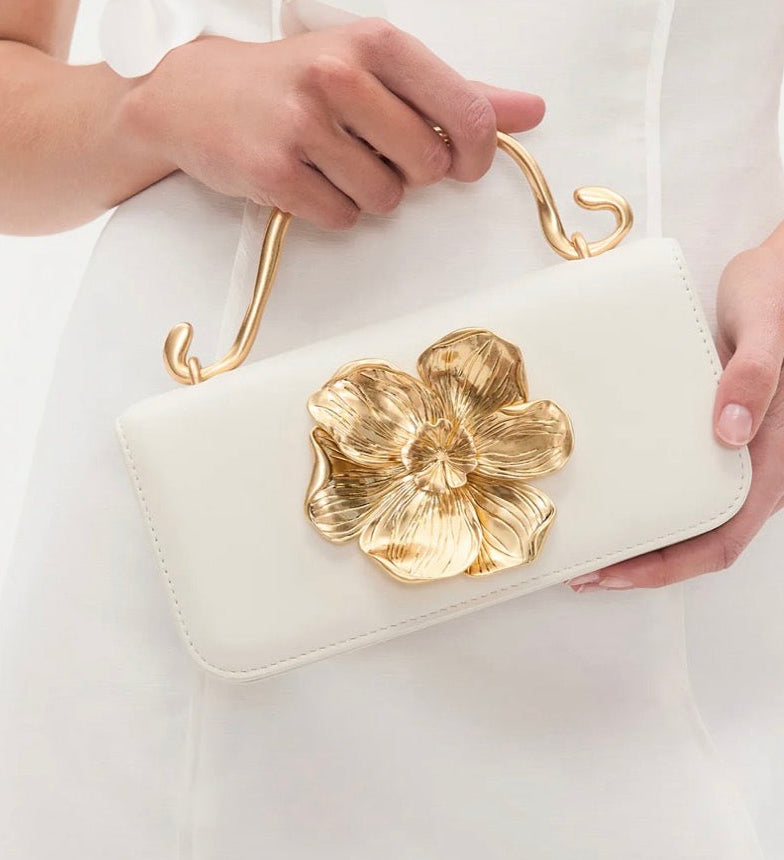 Aje Alessia flower clutch