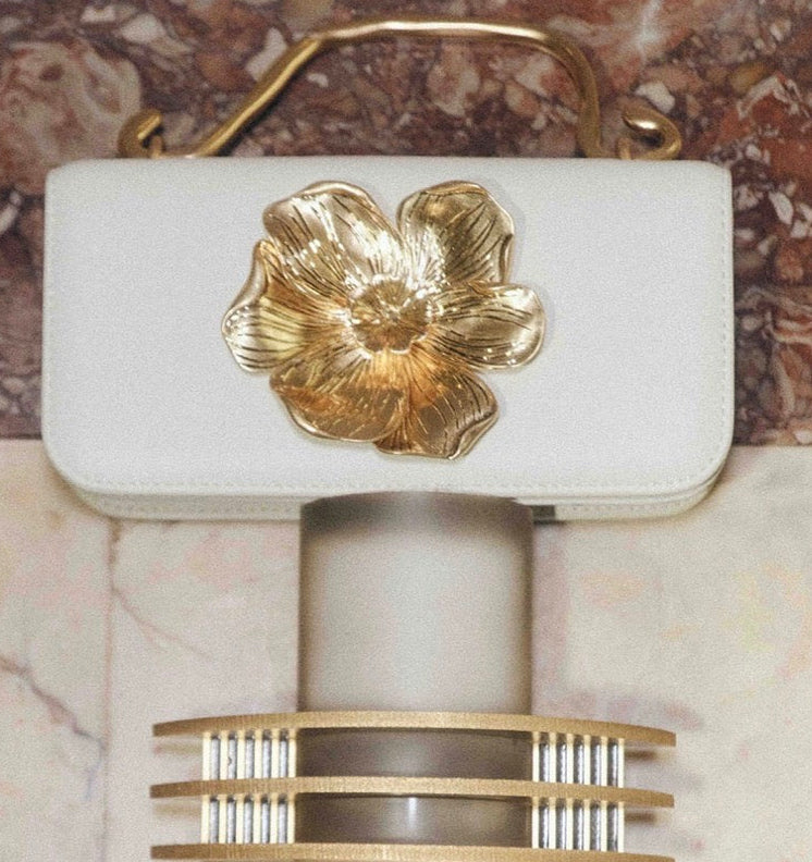 Aje Alessia flower clutch