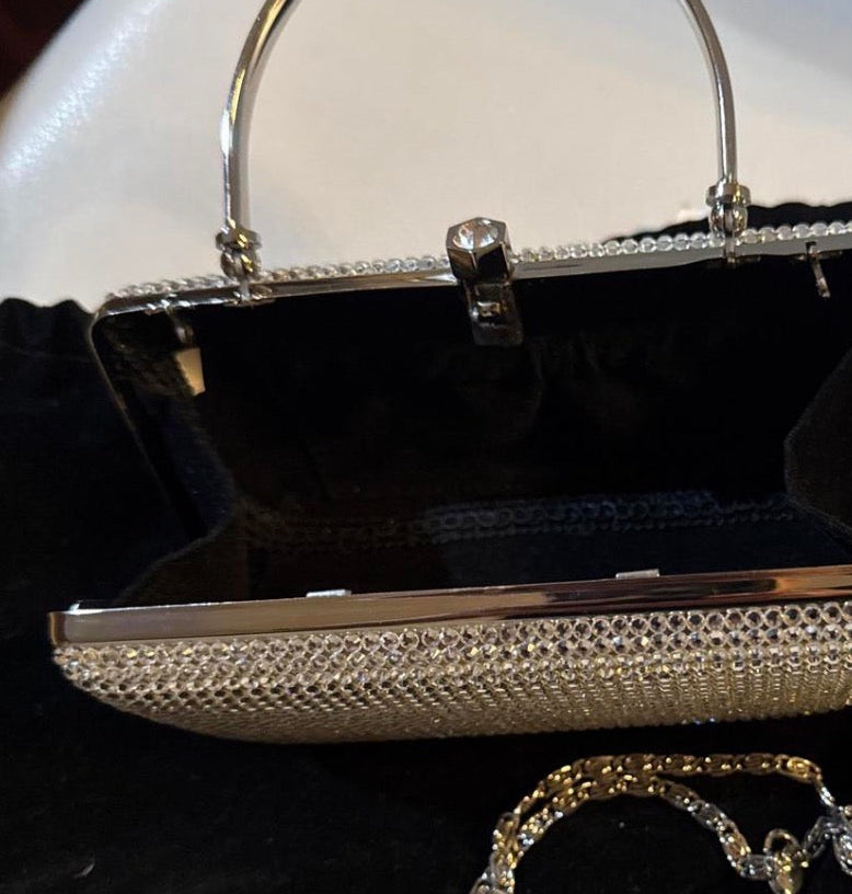 Swaroski silver clutch