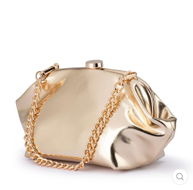 Olga berg tally metallic clutch
