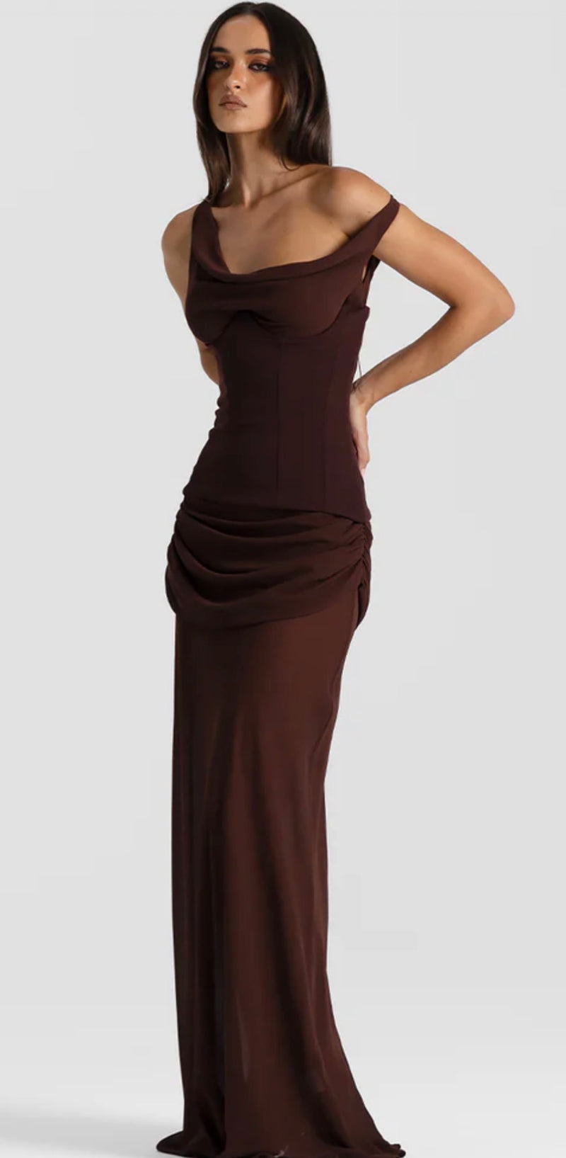 Natalie rolt cadence gown colour espresso