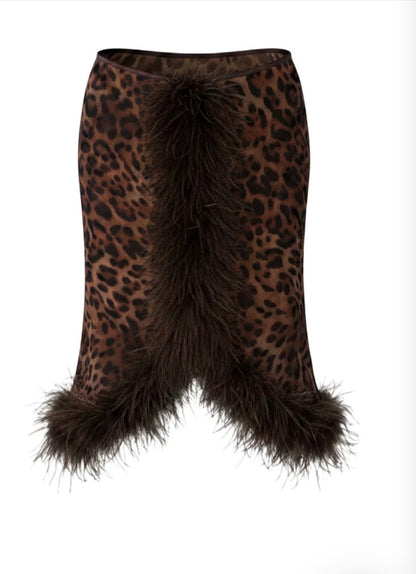 Gigi leopard feather skirt and Emma cami top