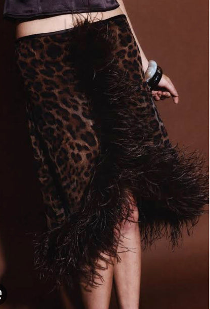 Gigi leopard feather skirt and Emma cami top